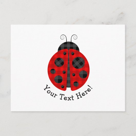 Carte Postale Icône graphique de coccinelle à damiers plaid (Devant)