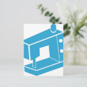Carte Postale Icône Machine à coudre bleue (Debout devant)