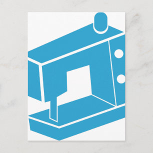 Carte Postale Icône Machine à coudre bleue