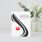 Carte Postale Icône maquillage Femme visage en noir blanc rouge  (Debout devant)