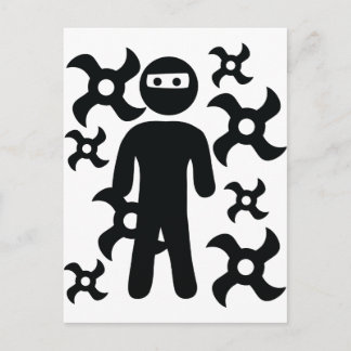 Carte Postale icône ninja avec étoiles trowing