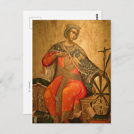 Carte Postale Icône orthodoxe chrétienne de Ste-Catherine (Devant / Derrière)