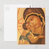 Carte Postale Icône orthodoxe de Vierge Marie et Bébé Jésus (Devant / Derrière)