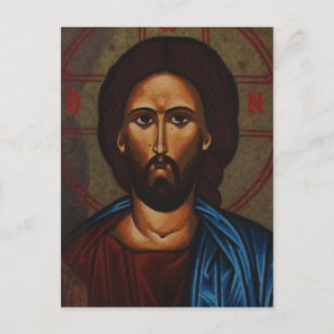 Carte Postale Icône orthodoxe grecque byzantine JÉSUS CHRIST