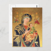 Carte Postale Icône orthodoxe russe - Vierge Marie et bébé Jésus (Devant / Derrière)