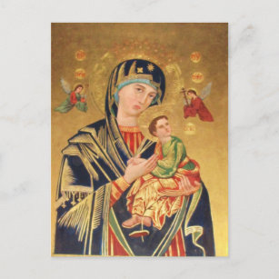 Carte Postale Icône orthodoxe russe - Vierge Marie et bébé Jésus