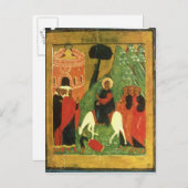 Carte Postale Icône représentant l'entrée du Christ à Jérusalem (Devant / Derrière)