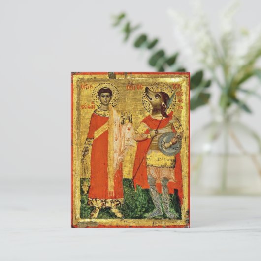 Carte Postale Icone Saint Christopher avec soldat (Debout devant)