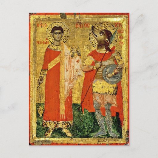 Carte Postale Icone Saint Christopher avec soldat (Devant)