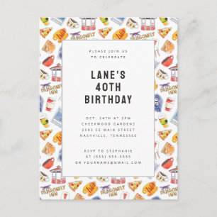 Carte Postale Icônes aquarelle pour l'anniversaire de Gilmore Gi