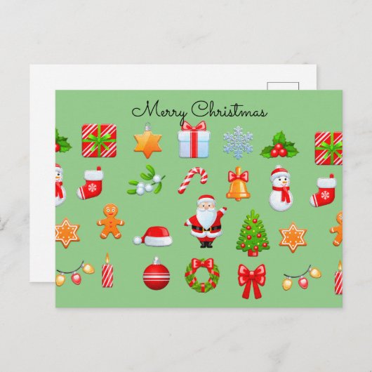 Carte Postale Icônes de Noël doux Design (Devant / Derrière)