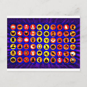 Carte Postale Icônes d'Halloween pop art