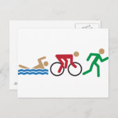 Carte Postale Icônes du logo du triathlon en couleur (Devant / Derrière)