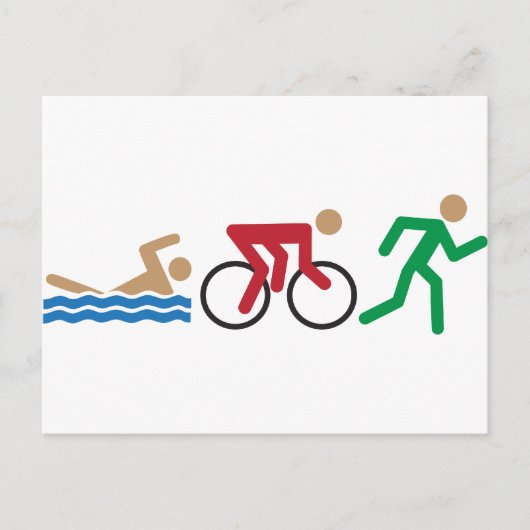 Carte Postale Icônes du logo du triathlon en couleur (Devant)