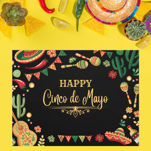 Carte Postale Icônes Festive Black Cinco de Mayo Fiesta