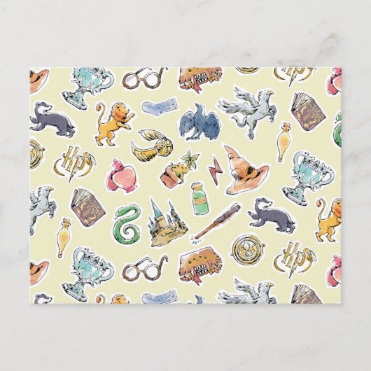 Carte Postale Icônes Harry Potter à l'aquarelle (Devant)