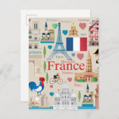 Carte Postale Icônes Mignonnes de France (Devant / Derrière)