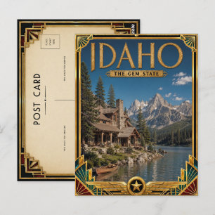 Carte Postale Idaho Art Déco vintage de l'âge d'or