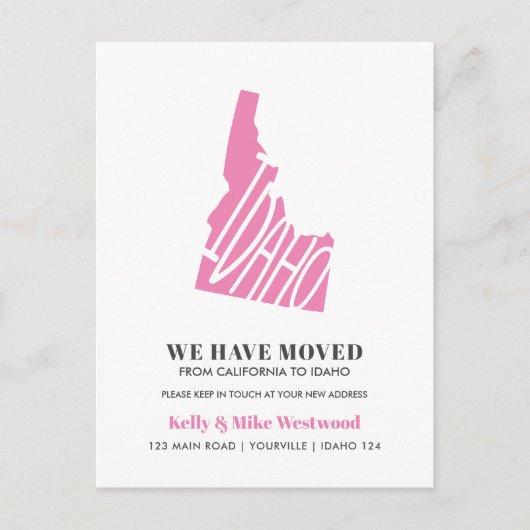 Carte Postale IDAHO Nous avons déménagé Nouvelle adresse Nouveau (Devant)