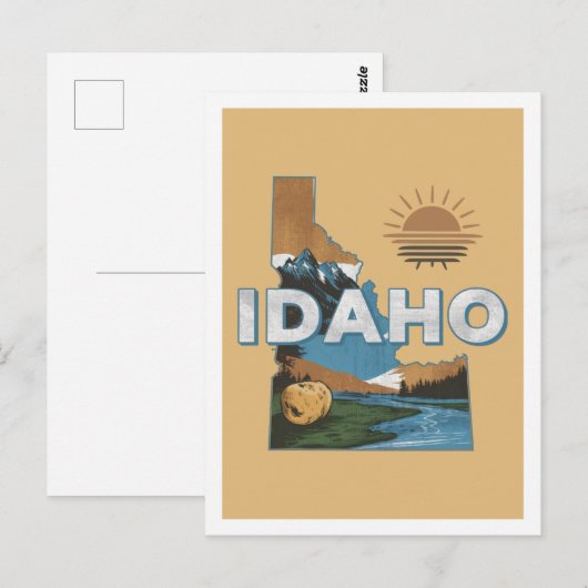 Carte Postale Idaho Retro Design Voyage États-Unis Iconique (Devant / Derrière)