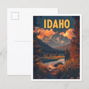 Carte Postale Idaho USA Art Vintage Illustration Voyage