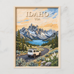 Carte Postale Idaho USA Road Trip Texte Paysage Texturé 3D Vinta