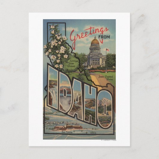 Carte Postale IdahoGrandes Scènes De LETTREIdaho (Devant)
