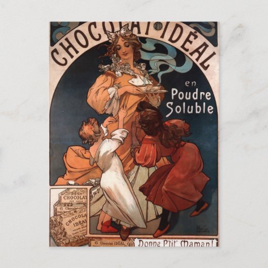 Carte Postale Idéal au chocolat par Alphonse Mucha (Devant)