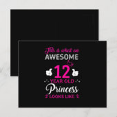 Carte Postale Idée cadeau anniversaire 12 ans pour fille princes (Devant / Derrière)
