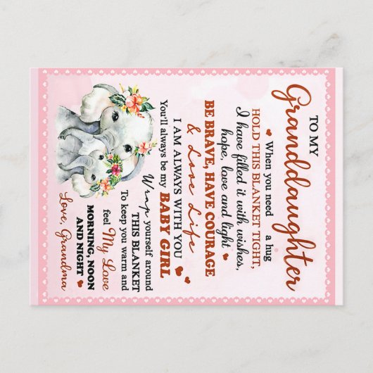 Carte Postale Idée cadeau d'anniversaire éléphant pour ma petite (Devant)