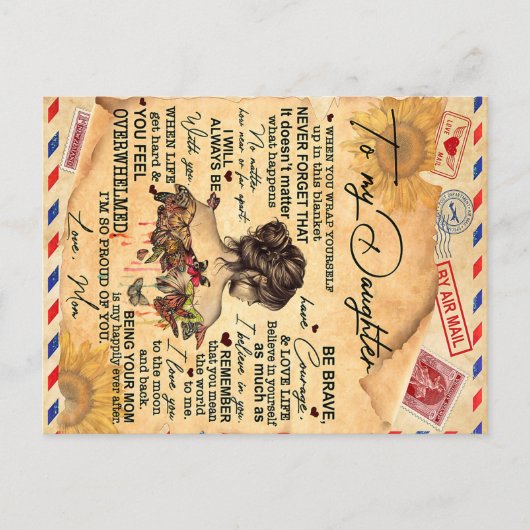 Carte Postale Idée cadeau d'anniversaire papillons pour ma fille (Devant)