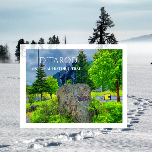 Carte Postale Iditarod Trail Mile Zéro, Statue des Trail Blazers