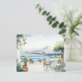 Carte Postale Idyllic Greek Island : Aquarelle numérique (Debout devant)