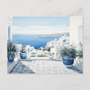 Carte Postale Idyllic Greek Island : Aquarelle numérique