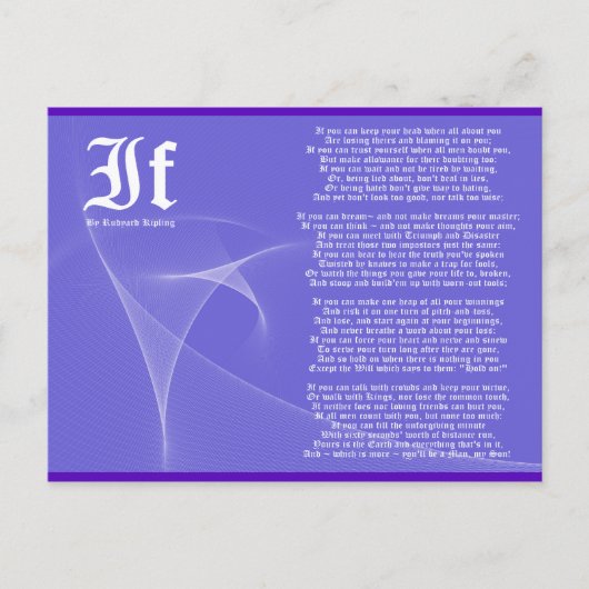 Carte Postale IF par Rudyard Kipling Purple (Devant)