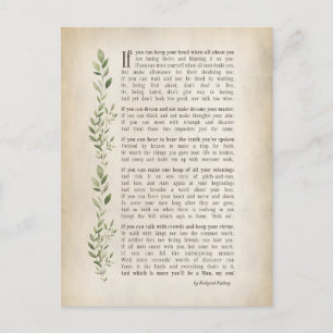 Carte Postale IF, Poème inspiré de Rudyard Kipling