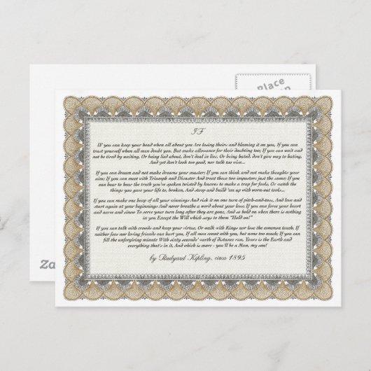 Carte Postale IF = un poème inspirant pour les jeunes hommes (Devant / Derrière)