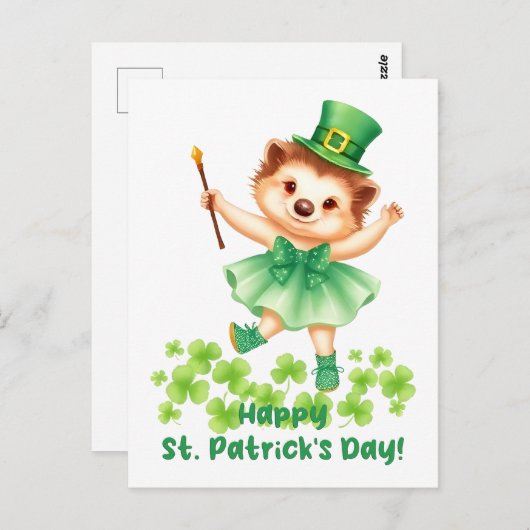 Carte Postale Igel Igelin Gráinneog Happy St. Patrick (Devant / Derrière)