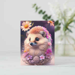 Carte Postale Igel romantique avec fleurs