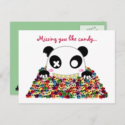 Carte Postale Ijimekko Panda "Vous avez manqué" (Devant / Derrière)