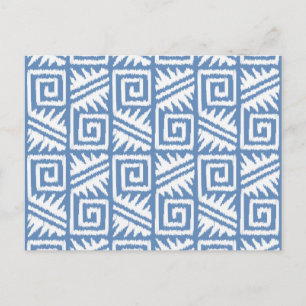 Carte Postale Ikat Aztec Motif - Ciel bleu et blanc