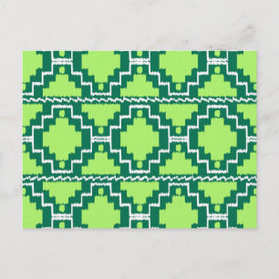 Carte Postale Ikat Aztec Motif - Forêt et chaux vert