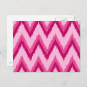 Carte Postale Ikat Chevron Stripes - Fuchsia et rose pâle (Devant / Derrière)