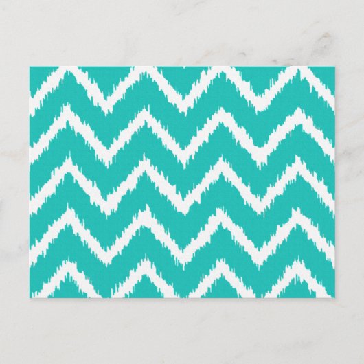 Carte Postale Ikat Chevrons - Turquoise et blanche (Devant)