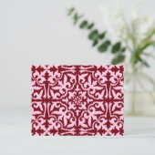 Carte Postale Ikat damask pattern - Burgundy and Pink (Debout devant)