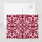 Carte Postale Ikat damask pattern - Burgundy and Pink (Devant / Derrière)