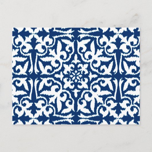 Carte Postale Ikat damask pattern - Cobalt bleu et blanc (Devant)
