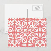 Carte Postale Ikat damask pattern - Coral rose et blanc (Devant / Derrière)
