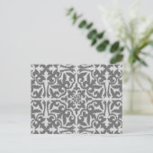 Carte Postale Ikat damask pattern - gris clair et gris moyen (Debout devant)