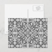 Carte Postale Ikat damask pattern - gris clair et gris moyen (Devant / Derrière)